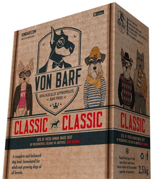 БАРФ храна с телешко VON BARF Classic 20 х 125 г